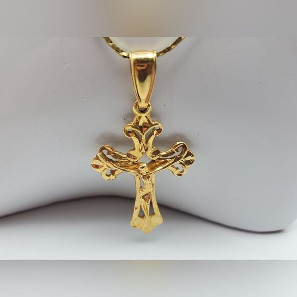 Crucifix cross necklace religious gift idea‎ jewelry N1936 - Picture 2 of 3